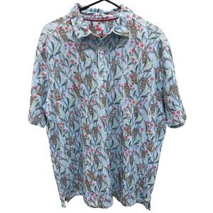 Tommy Bahama Hawaiian Polo Infinity Pool Blue Tiki Men's Large Shirt Island Zone